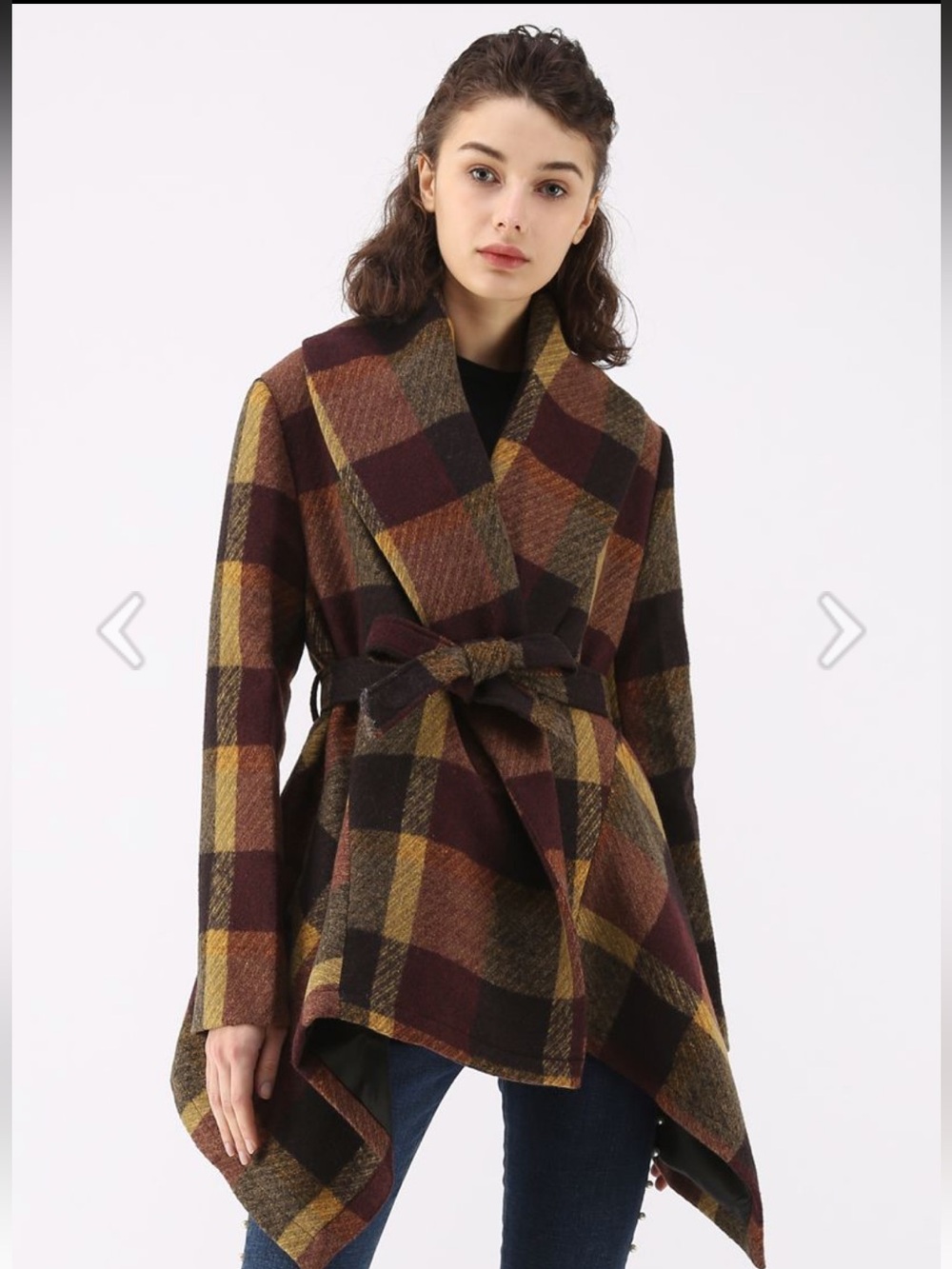 Chicwish PRAIRIE CHECK RABATO COAT IN PLUM
